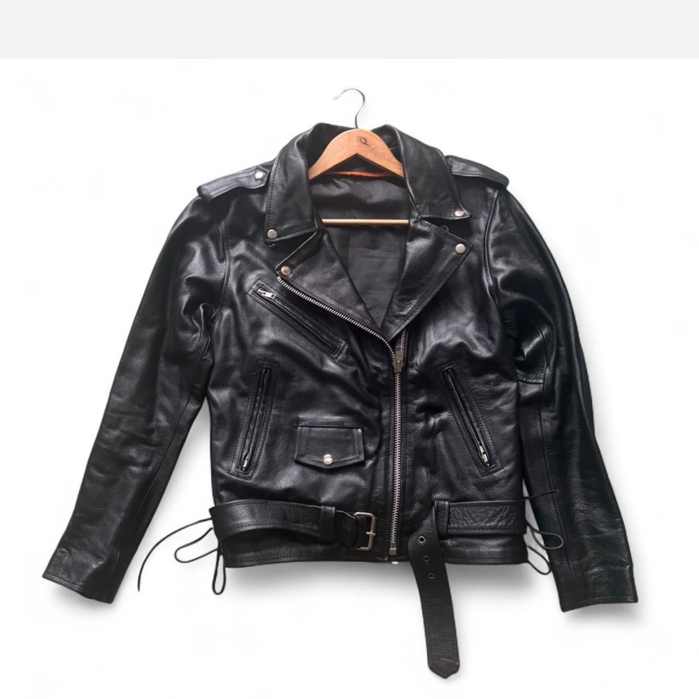 Black Leather Biker Jacket Wilson’s Leather Sz XL Women’s